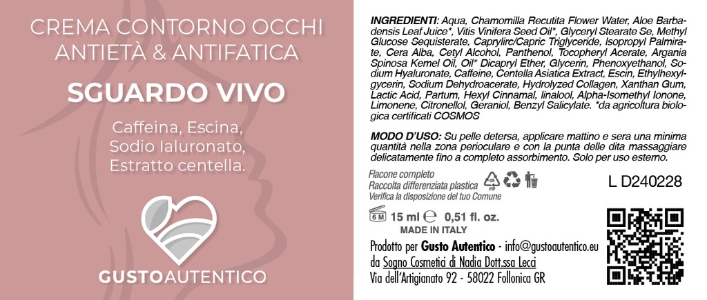 Crema contorno occhi Sguardo Vivo